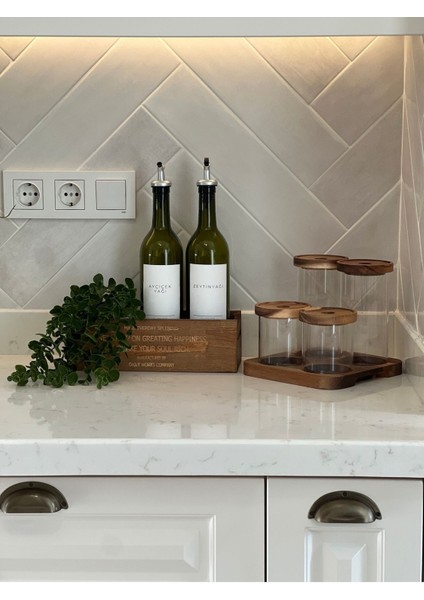 Standlı 4'lü Cam Kavanoz ve Yağdanlık Çiçek Seti, Şık ve Kullanışlı Ürünler modelleri