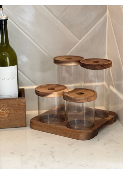 Standlı 4'lü Cam Kavanoz ve Yağdanlık Çiçek Seti, Şık ve Kullanışlı Ürünler fırsatları