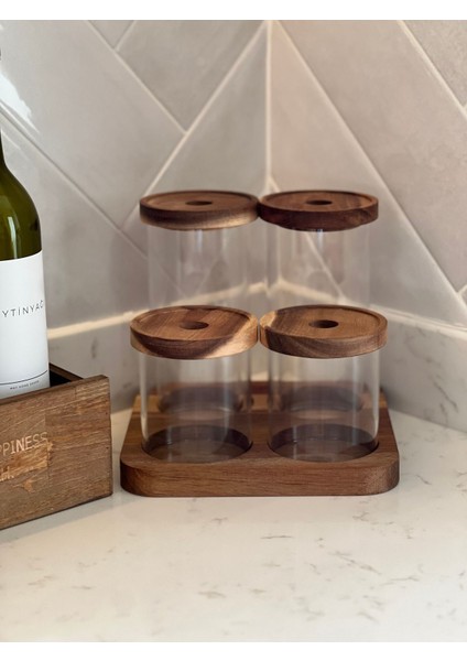 Standlı 4'lü Cam Kavanoz ve Yağdanlık Çiçek Seti, Şık ve Kullanışlı Ürünler indirimleri