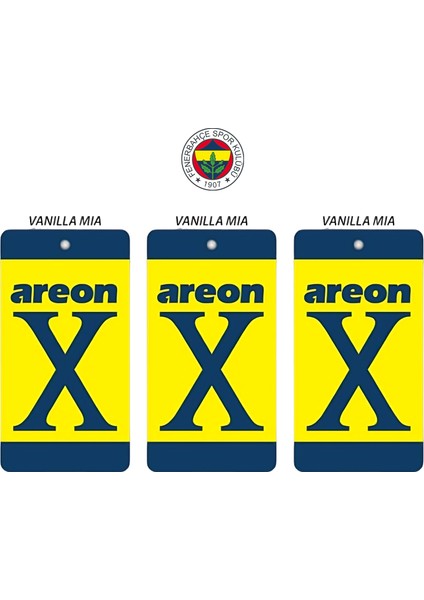 Areon Fenerbahçe Renkleri Vanilla Mia Oto Araç Kokusu Üçlü Set