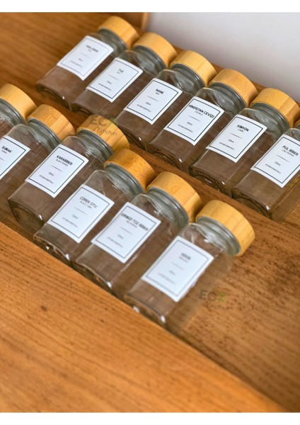 12'li Cam Baharatlık Seti Bambu Kapaklı ve Serpme Başlıklı Baharatlıkler fırsatları