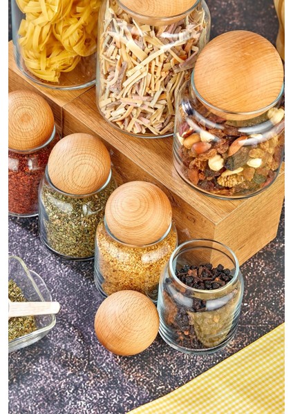 7'li Ahşap Kapaklı Cam Baharat ve Çerezlik Seti, Şık ve Kullanışlı Tasarım fiyatları