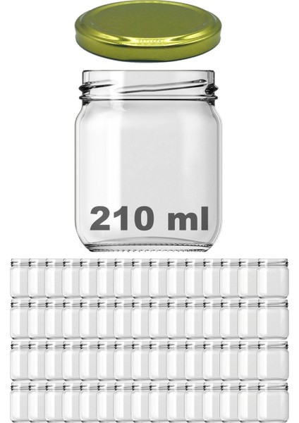 Şeffaf Cam Kavanoz, 210 Ml, Altın Kapak, 60 Adet, Şık ve Kullanışlı Saklama Seti