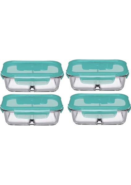 Yeşil 1010 cc Bölmeli Saklama Kabı, 4'lü Set, Kilitli Kapaklı, Kullanışlı ve Şık Tasarım modelleri