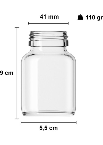 140 ml Şeffaf Cam Tablet Şişesi, Metal Gümüş Kapak, 64 Adet fiyatları