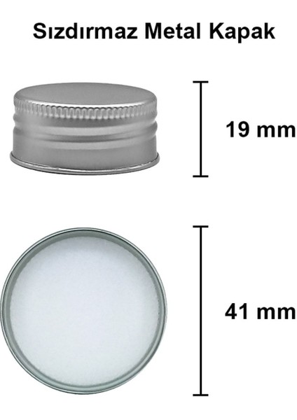 140 ml Şeffaf Cam Tablet Şişesi, Metal Gümüş Kapak, 64 Adet modelleri