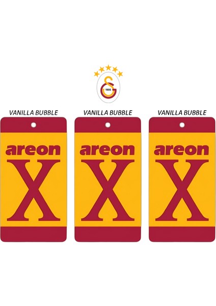 Areon Galatasaray Renkleri Vanilla Bubble Oto Araç Kokusu Üçlü Set