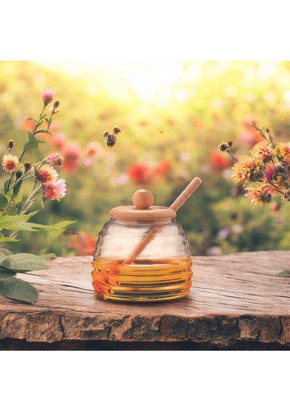 420ML Bambu Kapaklı Cam Bal Kavanozu, Kaşıklı ve Şık Sunum Için fiyatları