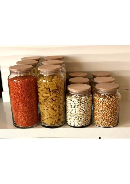 12'li Cam Kavanoz Seti, Vakum Kapaklı, Etiketli, Kırmızı Renkli, Şık ve Kullanışlı.