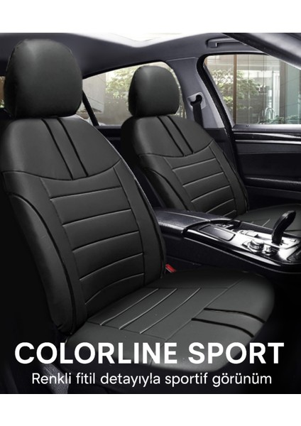 Renault Twingo (2006 Öncesi) 1993–2006 Colorline Sport Serisi Deri Siyah Koltuk Kılıfı