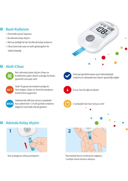 Eco Şeker Ölçüm Cihazı ve 100 Parça Strip Hediye Seti fiyatları