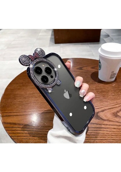 iPhone 14 Pro Max Uyumlu Mickey Mouse Miki Fare Taşlı Kılıf