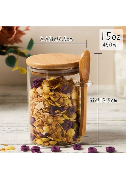 2'li 450 ml Bambu Kapaklı ve Kaşıklı Hava Geçirmez Kavanoz, Kahve, Şeker, Baharat fiyatları