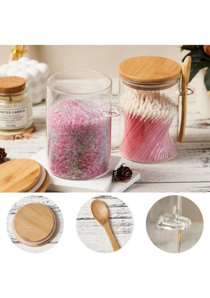 2'li 450 ml Bambu Kapaklı ve Kaşıklı Hava Geçirmez Kavanoz, Kahve, Şeker, Baharat indirimleri