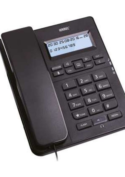 Siyah Kulaklıklı Masa Üstü Telefon ve Ekranlı Çok Fonksiyonlu Cihaz