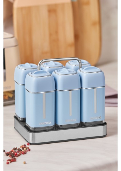 7 Parça Kare Cam Baharat Takımı, Şık ve Kullanışlı Mutfak Aksesuarı