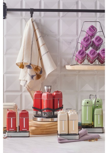 7 Parça Kare Cam Baharat Takımı, Şık ve Kullanışlı Mutfak Aksesuarı indirimleri