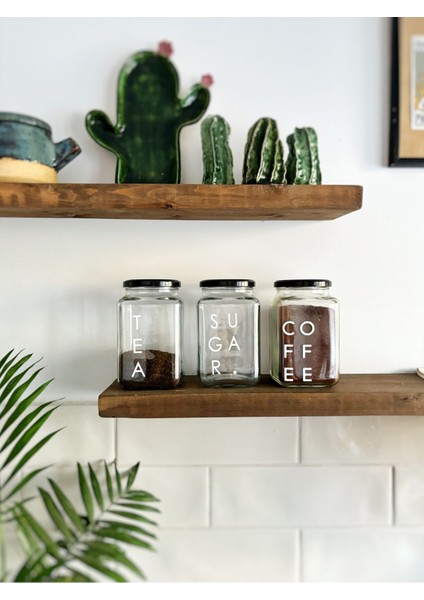 3’lü 1000 ml Cam Saklama Kabı Seti, Şeker, Kahve, Çay Etiketli, Şık ve Kullanışlı fiyatları