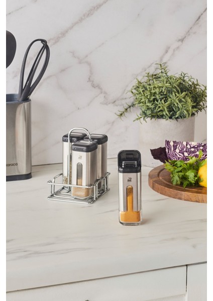 Standlı 4 Parça Cam Baharat Seti, 100 Ml, Şık ve Kullanışlı Mutfak Gereci fiyatları