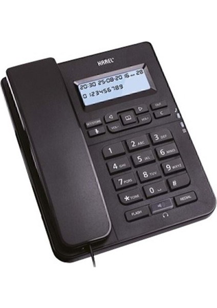 Siyah Analog Masaüstü Kablolu Telefon, LCD Ekran, Rahat ve Kullanışlı Tasarım