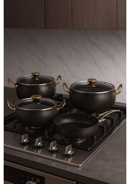 7 Parça Granada Granit Tencere ve Tava Seti – 20 cm 2.5l, 24 cm 4.5l, 26 cm Basık 3l, 26 cm Tava