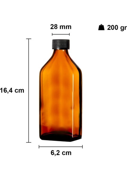 200 ml Siyah Kilitli Cam Şişe, 18 Adet, Yassı ve Boş, Ekstra Güvenli Kapaklı fiyatları