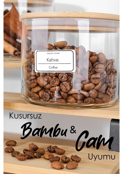 3'lü 535 ml Bambu Kapaklı Cam Saklama Kabı Seti, Vakumlu, Etiketli, Şık ve Kullanışlı fırsatları