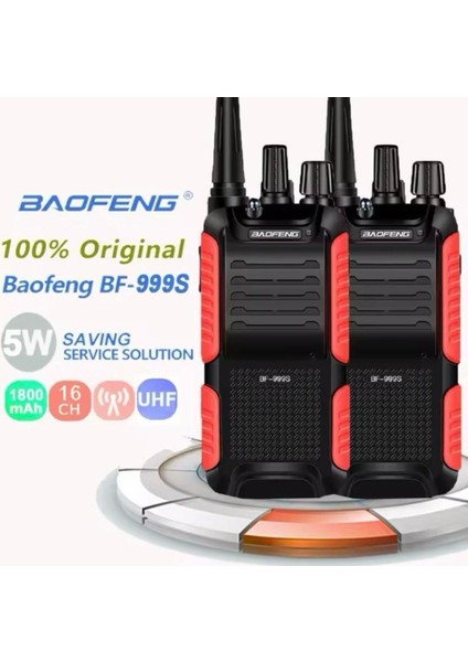 2’li Set Baofeng 999S Telsiz, Güçlü ve Dayanıklı, Şantiye ve Seyahat Için Uygun