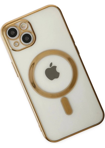 iPhone 14 Plus Kılıf Magneticsafe Lazer Silikon - Gold modelleri