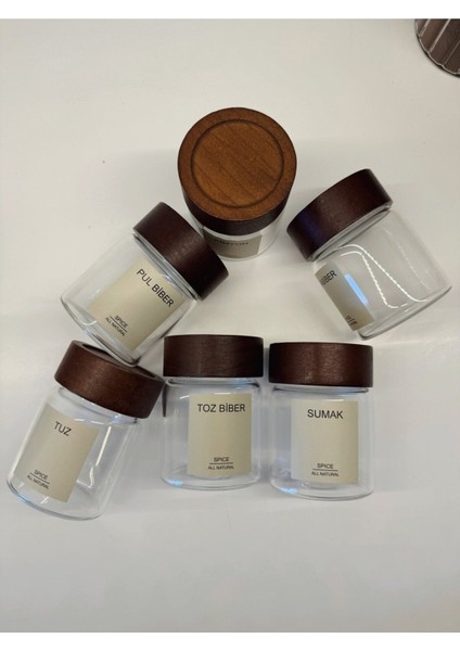 6'lı Ahşap Görünümlü Cam Baharat Kavanoz Seti, Şık ve Kullanışlı Düzen Sağlar fiyatları