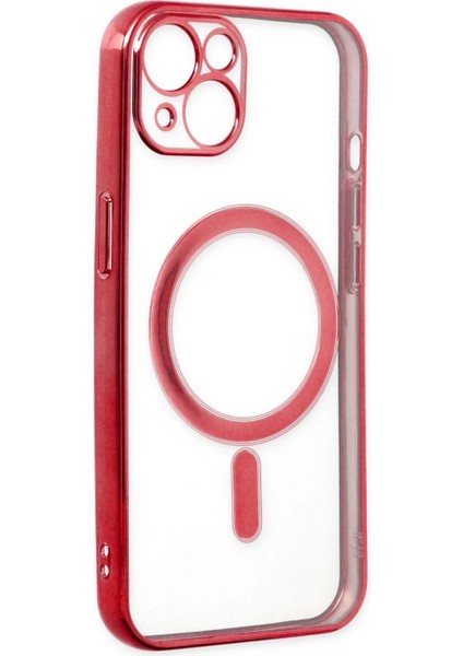 iPhone 14 Plus Kılıf Magneticsafe Lazer Silikon - Kırmızı fırsatları