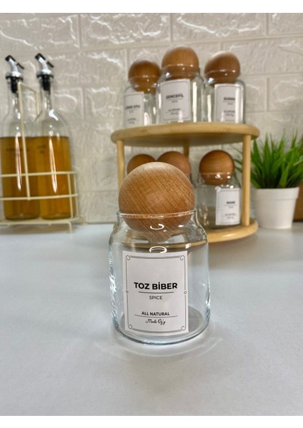 10'lu Kapaklı 300ML Cam Kavanoz Baharat Saklama Seti, Döner Stantlı, Şık ve Pratik indirimleri