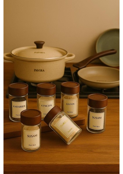 6'lı Akasya Kapaklı Cam Baharatlık Seti, 300 Ml, 16 Adet, Şık ve Pratik Kullanım fiyatları