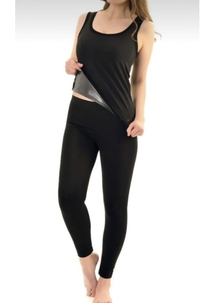 Siyah Sauna Etkili Atlet Tayt Takım