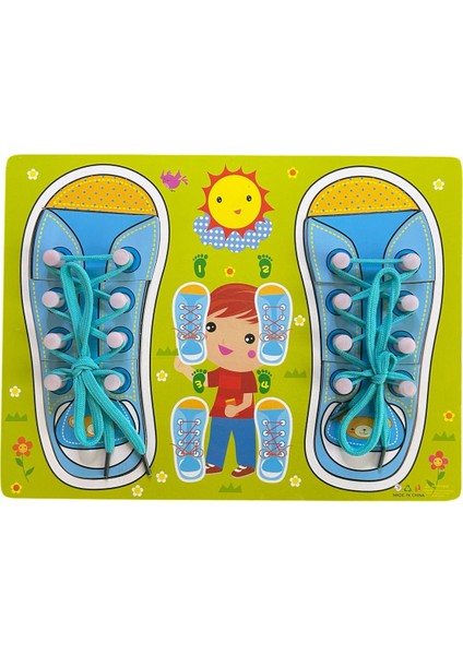 Duyusal Gelişim ve Ince Motor Eğitici Oyuncak, Bağcık Bağlama Seti, Mavi fiyatları