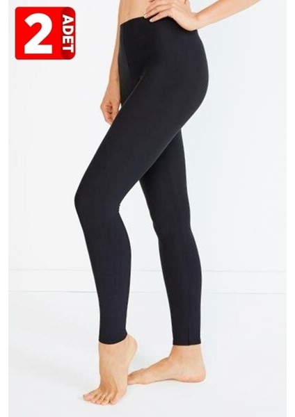 2'li Paket Termal Kışlık Kalın Uzun Alt Içlik Tayt Siyah Renk