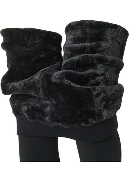 Kadın Siyah Termal Tayt Kışlık Içi Peluş