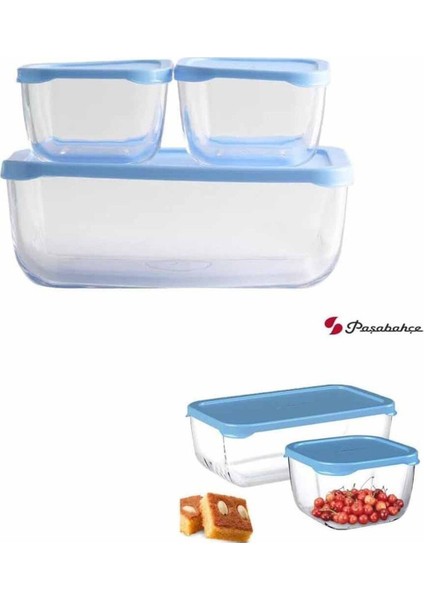 Mavi Plastik Saklama Takımı, 3 Adet, Pratik ve Şık Saklama Seti