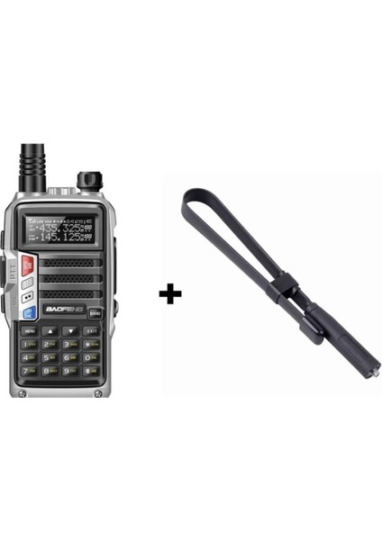 Gri Renkli Uv-S9 Plus Taktikal Anten, Güçlü ve Dayanıklı Tasarım