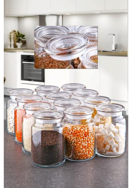 12'li 800ML Cam Kavanoz Seti, Şık ve Kullanışlı Mutfak Saklama Ürünleri