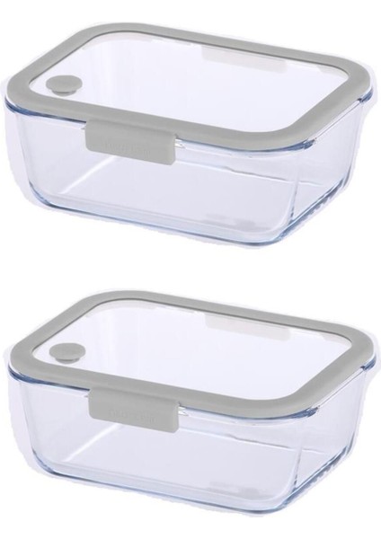 Gri Vakumlu Saklama Kabı Seti, 2 Parça, 1200 Ml, Dayanıklı ve Şık Tasarım