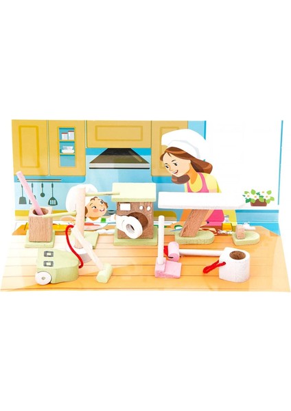 Renkli Ahşap Minyatür Temizlik Seti, Eğlenceli ve Şık Hobi Aksesuarı fiyatları