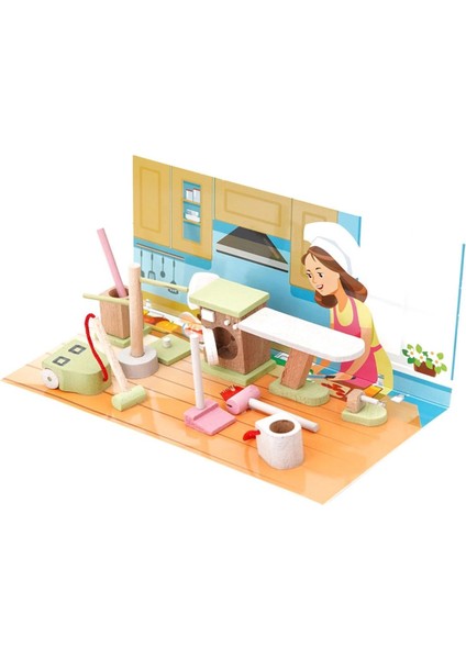 Renkli Ahşap Minyatür Temizlik Seti, Eğlenceli ve Şık Hobi Aksesuarı modelleri