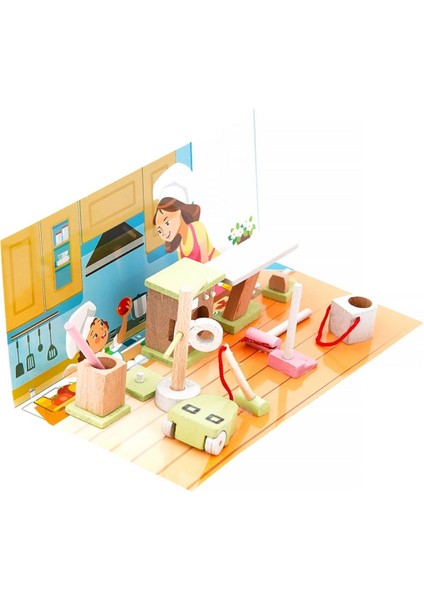 Renkli Ahşap Minyatür Temizlik Seti, Eğlenceli ve Şık Hobi Aksesuarı fırsatları