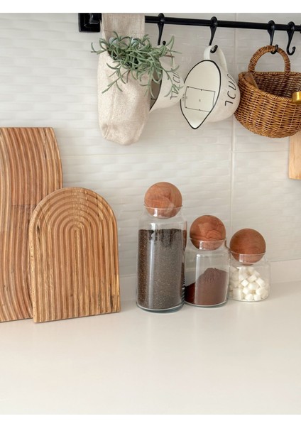 3'lü Ahşap Kapaklı Cam Kavanoz Seti, 1300ML, 900ML, 500ML, Şık ve Kullanışlı Tasarım fiyatları