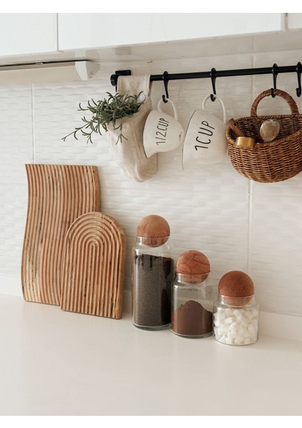 3'lü Ahşap Kapaklı Cam Kavanoz Seti, 1300ML, 900ML, 500ML, Şık ve Kullanışlı Tasarım modelleri