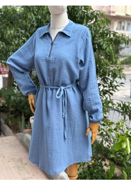 Kadın Müslin Kumaş Gömlek Elbise