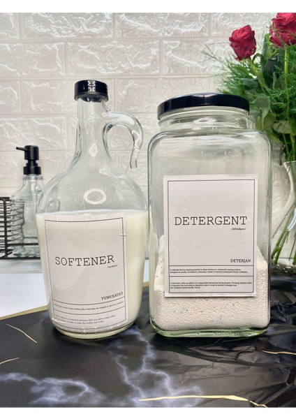 3000ML Deterjan Kavanozu ve 1500ML Yumuşatıcı Şişesi Seti Siyah fiyatları