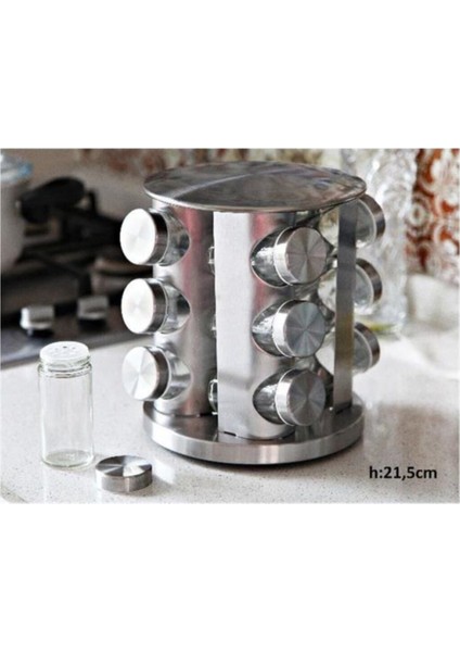 12'li Dönerli Cam Baharatlık Seti, Şık ve Kullanışlı Baharatlık Takımı