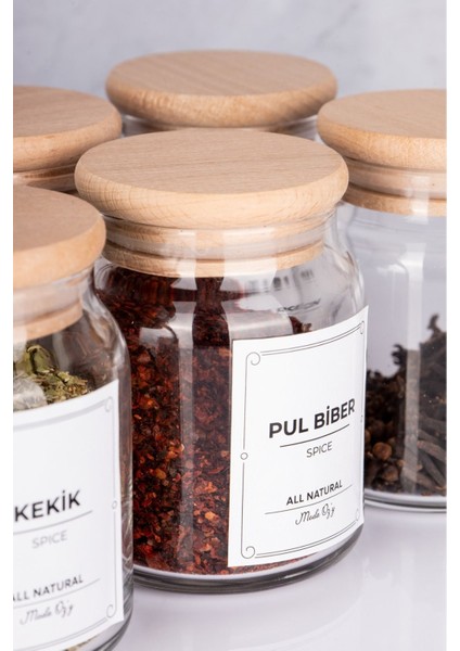 Ahşap Kapaklı 300 ml 12 Kavanoz ve 12 Mini Baharat Kaşığı, 24 Parça Set fiyatları